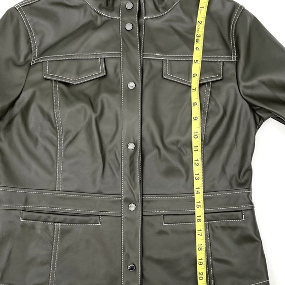 Sam Edelman Vegan‎ Faux Leather Women’s Jacket Medium Loden Brown NWT - Picture 11 of 12
